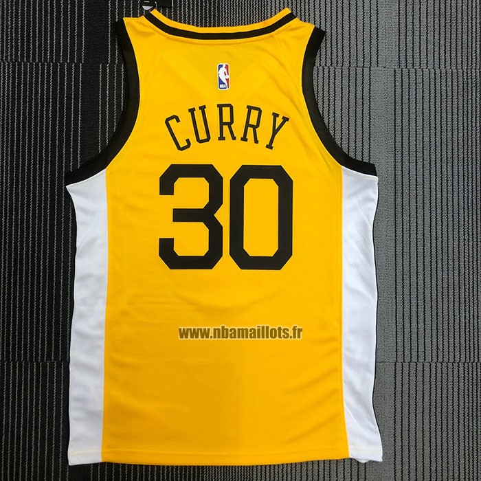 Maillot Golden State Warriors Stephen Curry NO 30 Earned Jaune